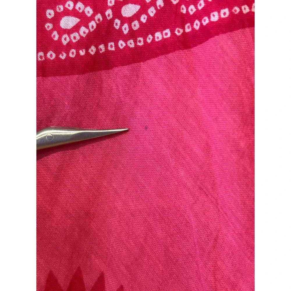 Overdrive Maxi Skirt Size M/L Pink Red Bandhani Print Mirrored Sequin Boho Gauze